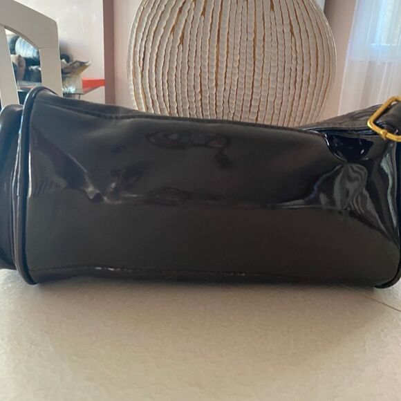 Chocolate Brown Patent Leather Handbag - Picture 7 of 11